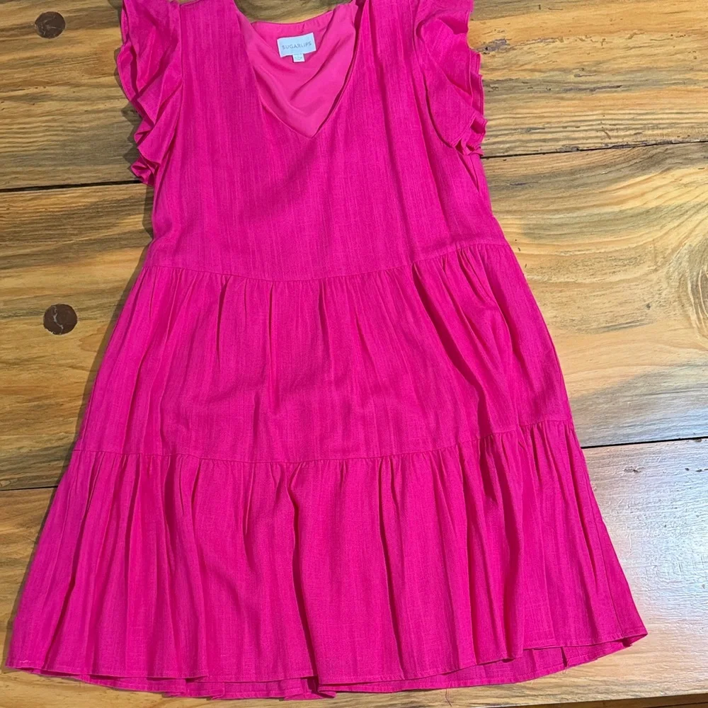 Sugarlips Hot Pink Tiered Mini Dress